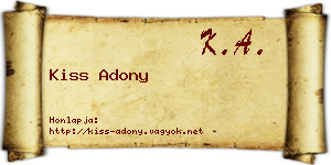 Kiss Adony névjegykártya